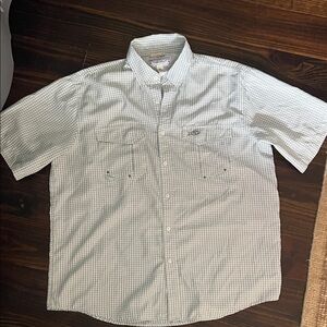 AFTCO Men's Blue and White Plaid Shirt